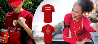 Stony Brook Medicine branded merchandise including t-shirts, tumbler, and activewear.